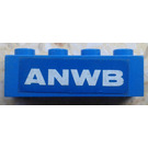 LEGO Blue Brick 1 x 4 with 'ANWB' Sticker (3010)
