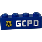 LEGO Blue Brick 1 x 4 with Badge and 'GCPD' (Model Left) Sticker (3010)