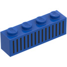 LEGO Blauw Steen 1 x 4 met Zwart 15 Bars Rooster (3010)