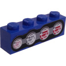 LEGO Blauw Steen 1 x 4 met Brake en Staart Lights (Rechtsaf) Sticker (3010)