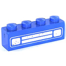 LEGO Blue Brick 1 x 4 with Car Grille and Headlights White Pattern (3010)
