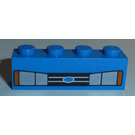 LEGO Blue Brick 1 x 4 with Car Headlights and Blue Oval (3010)