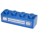 LEGO Blue Brick 1 x 4 with Chrome Silver Car Grille and Headlights (Embossed) (3010)