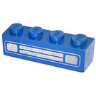 LEGO Blau Backstein 1 x 4 mit Chrome Silber Auto Gitter und Headlights (Geprägt) (3010)