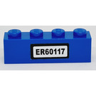 LEGO Bleu Brique 1 x 4 avec 'ER60117' Autocollant (3010)