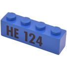 LEGO Blauw Steen 1 x 4 met 'HE 124' (3010)