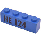 LEGO Blau Stein 1 x 4 mit 'HE 124' (3010)