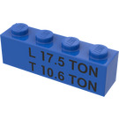 LEGO Blå Kloss 1 x 4 med 'L 17.5 TON T 10.6 TON' (3010)