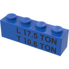 LEGO Blue Brick 1 x 4 with 'L 17.5 TON T 10.6 TON' (3010)