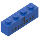 LEGO Niebieski Cegła 1 x 4 z Legoland-logo Czarny (3010)