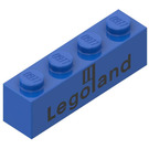 LEGO Bleu Brique 1 x 4 avec Legoland-logo Noir (3010)