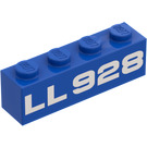 LEGO Blå Klods 1 x 4 med "LL928" (3010)