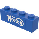 LEGO Blue Brick 1 x 4 with Norton Logo Sticker (3010)