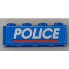 LEGO Bleu Brique 1 x 4 avec "Police" sur Bleu Background Autocollant (3010)
