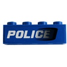 LEGO Blau Backstein 1 x 4 mit 'Polizei' Recht Aufkleber (3010)