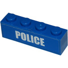 LEGO Bleu Brique 1 x 4 avec "Police" Autocollant (3010)