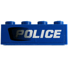 LEGO Blau Backstein 1 x 4 mit 'Polizei' Aufkleber (3010)