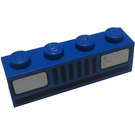 LEGO Blauw Steen 1 x 4 met Zilver Auto Headlights (3010)