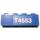LEGO Blauw Steen 1 x 4 met 'T4553' Sticker (3010)