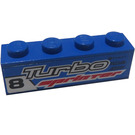 LEGO Blauw Steen 1 x 4 met 'Turbo Sprinter' (Rechtsaf) Sticker (3010)