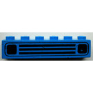 LEGO Blue Brick 1 x 6 with Car Grille (Embossed) (3009)