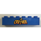 LEGO Blue Brick 1 x 6 with 'Crusher' Sticker (3009)