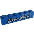 LEGO Blauw Steen 1 x 6 met 'Hot Rod' Sticker (3009)