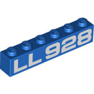 LEGO Niebieski Cegła 1 x 6 z "LL928" (3009 / 72198)