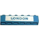 LEGO Blue Brick 1 x 6 with "LONDON" on white background (3009)