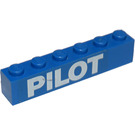 LEGO Blau Backstein 1 x 6 mit 'PILOT' Aufkleber (3009)