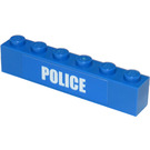 LEGO Blue Brick 1 x 6 with "POLICE" Sticker (3009)