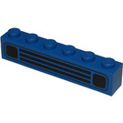 LEGO Blau Backstein 1 x 6 mit Town Auto Gitter Schwarz (3009)