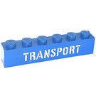 LEGO Blue Brick 1 x 6 with 'Transport' Stencil (3009)