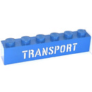 LEGO Blau Stein 1 x 6 mit 'Transport' Stencil (3009 / 30611)