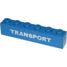 LEGO Bleu Brique 1 x 6 avec "TRANSPORT" (Épais) (3009)
