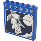 LEGO Blau Backstein 1 x 6 x 5 mit Astronaut Repairing Satellite, Moon und LL2079 (3754)