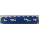 LEGO Blauw Steen 1 x 8 met Airplanes en Arrows Sticker (3008)
