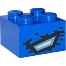 LEGO Blue Brick 2 x 2 with Dragon Eye Pattern (3003)