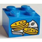 LEGO Bleu Brique 2 x 2 avec Money Autocollant (6223)