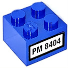LEGO Blau Backstein 2 x 2 mit 'PM 8404' Aufkleber (3003)
