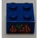 LEGO Bleu Brique 2 x 2 avec Strawberries Autocollant (3003)