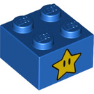 LEGO Blue Brick 2 x 2 with Yellow Super Star (3003 / 68948)