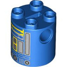 LEGO Blue Brick 2 x 2 x 2 Round with New Republic Astromech Droid Body with Bottom Axle Holder 'x' Shape '+' Orientation (30361 / 105301)