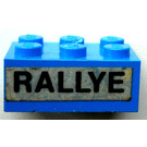 LEGO Blue Brick 2 x 3 with 'RALLYE' Sticker (3002)
