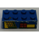 LEGO Blauw Steen 2 x 4 met Cash Register en Boxes Sticker (3001)