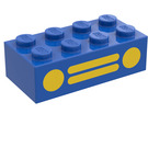 LEGO Blau Backstein 2 x 4 mit Gelb Auto Gitter (3001)