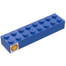 LEGO Blue Brick 2 x 8 with Shell Logo (Left) Sticker