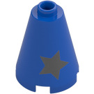 LEGO Blue Cone 2 x 2 x 2 with Silver Stars (Open Stud) (3942)