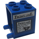 LEGO Blue Container 2 x 2 x 2 with "Front Line" Heading Sticker with Recessed Studs (4345)