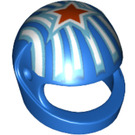 LEGO Blau Crash Helm mit Streifen und rot Star (2446 / 99530)